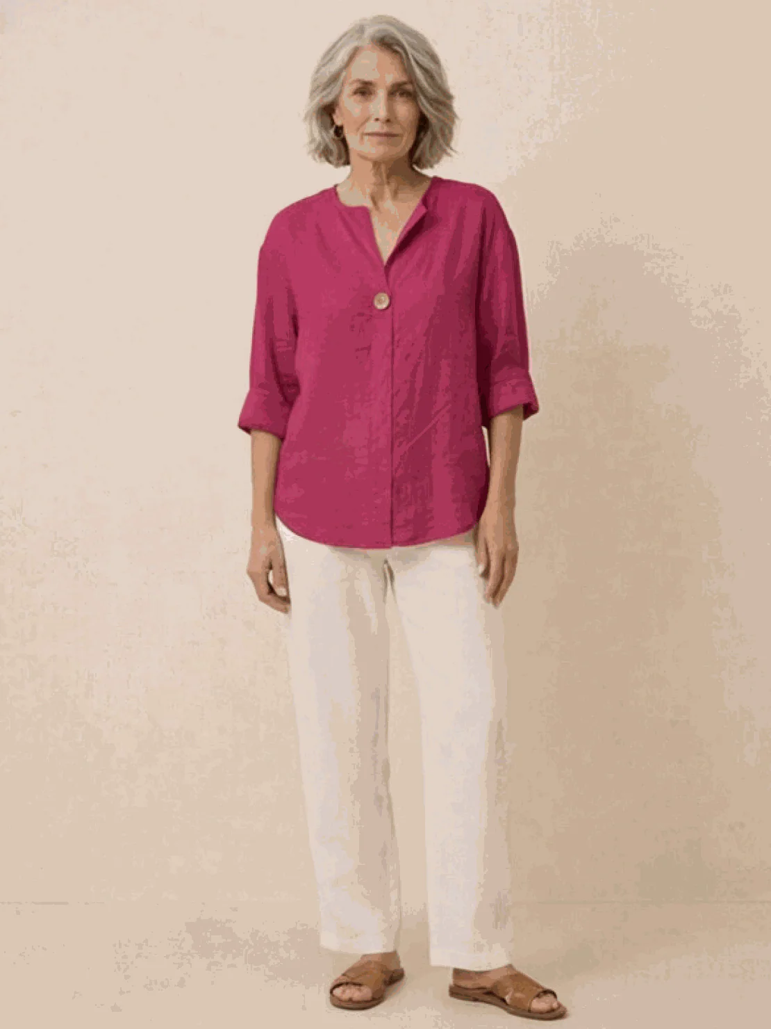 Pure Linen Age-Defying Button Detail Shirt - Image 48