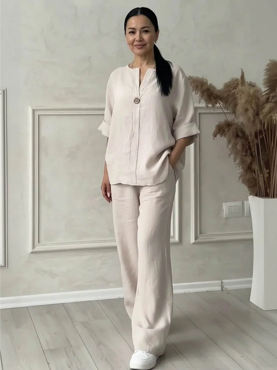 Pure Linen Two-Piece Casual Comfort Set - Image 15