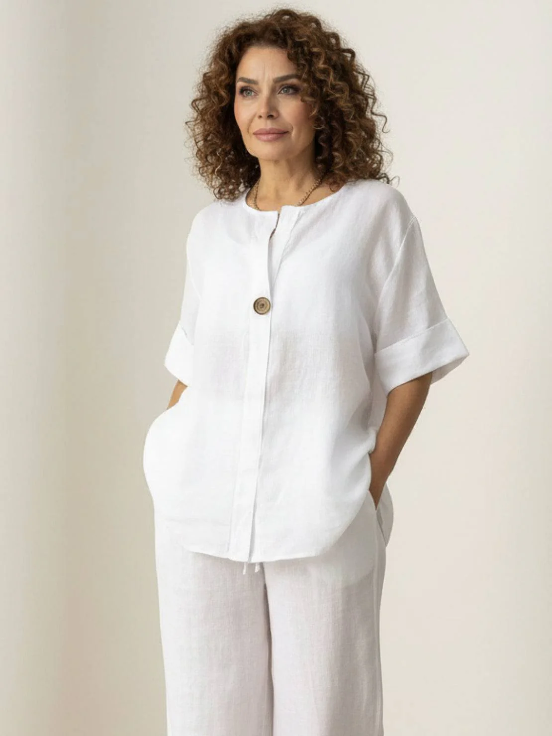 Pure Linen Two-Piece Casual Comfort Set - Image 23