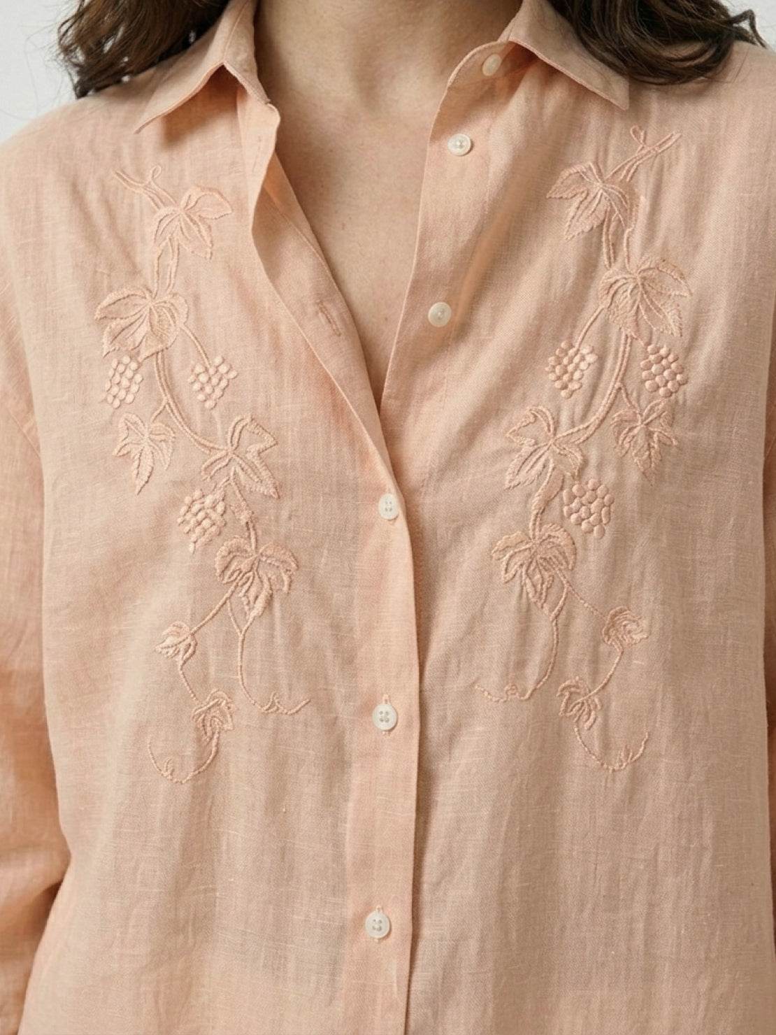 Ramie Linen-Lyocell Embroidered Shirt - Image 5