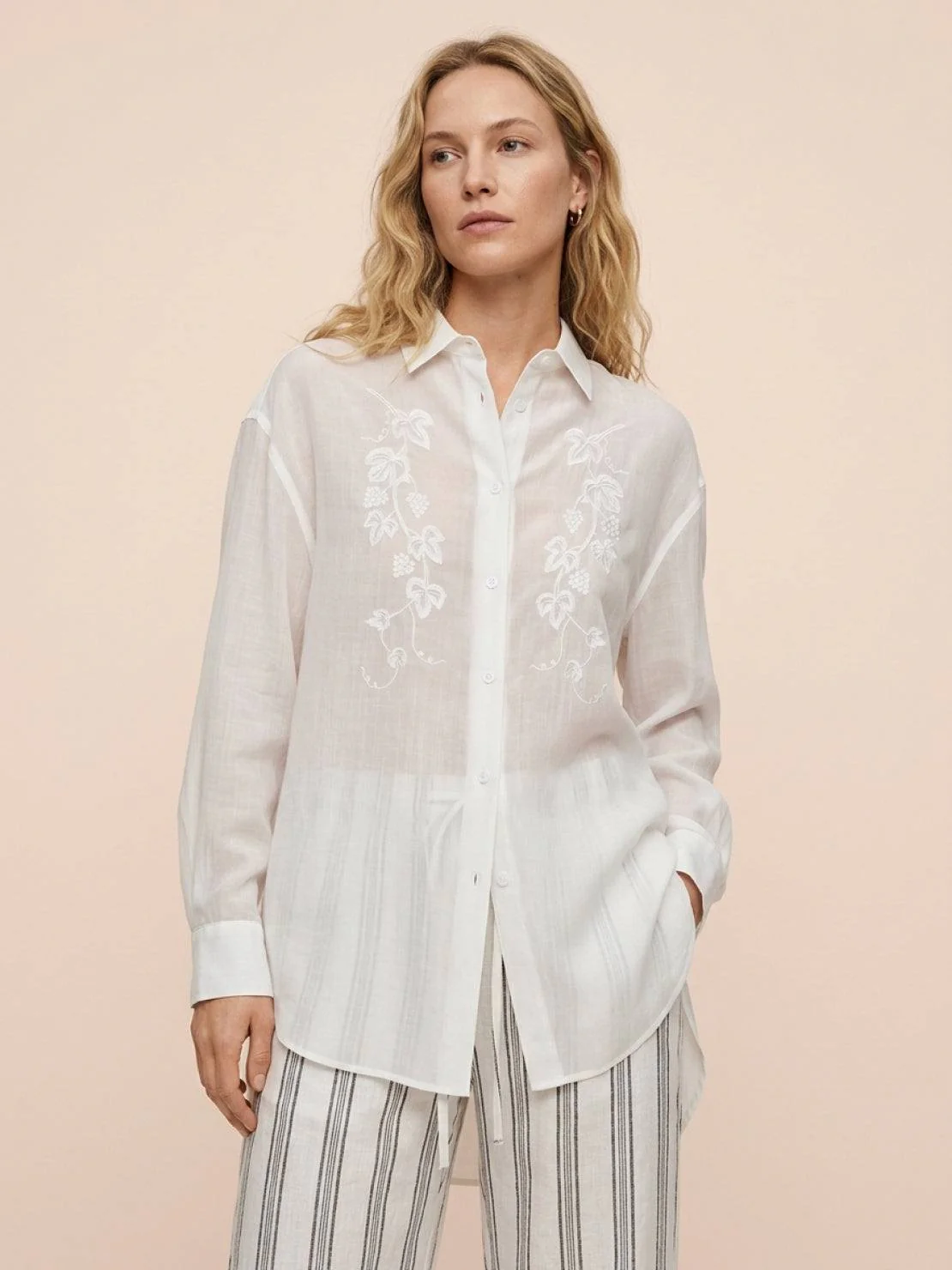 Ramie Linen-Lyocell Embroidered Shirt - Image 6
