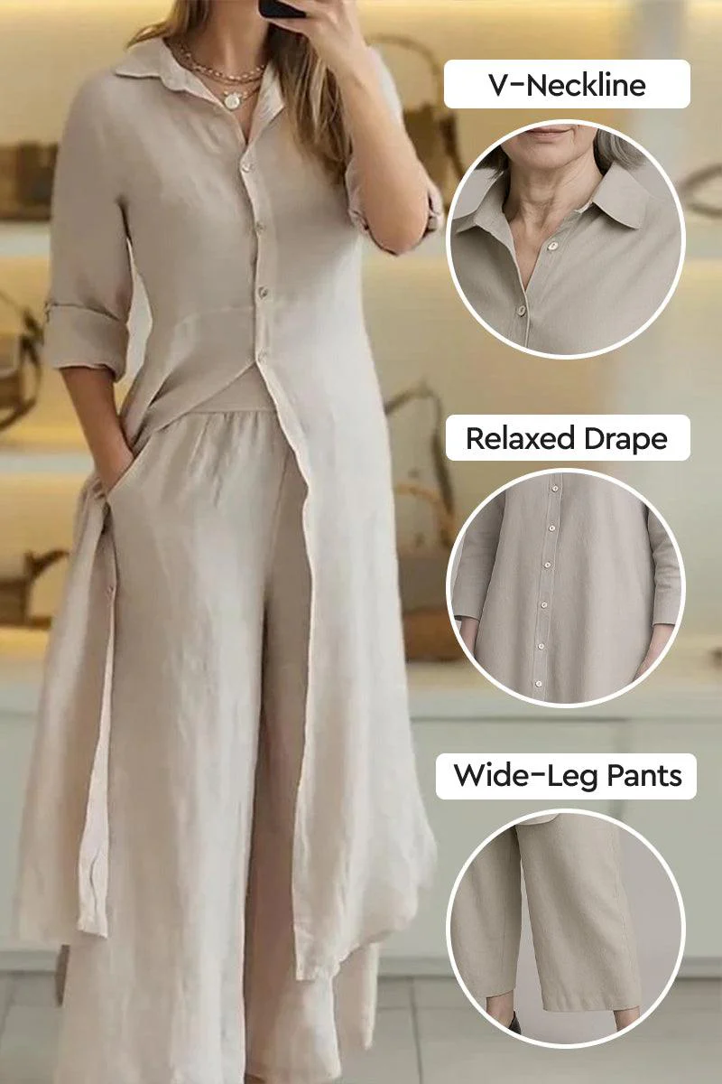 Refined Comfort Coordinated Wide-Leg Two-Piece - Image 2