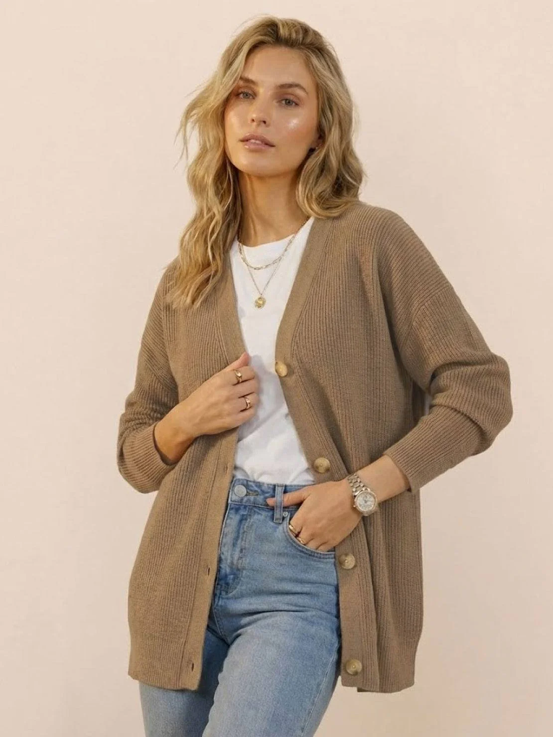 Relaxed Fit Oversized Button Down Knitwear Cardigan