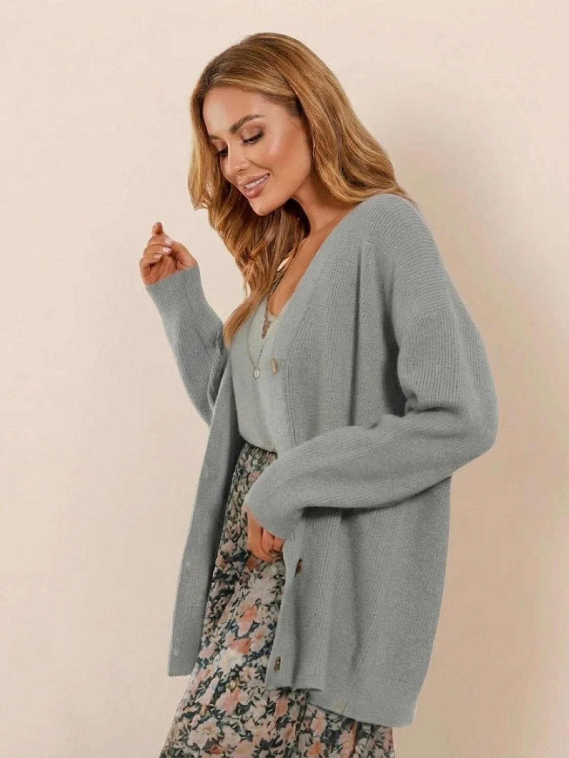 Relaxed Fit Oversized Button Down Knitwear Cardigan - Image 14