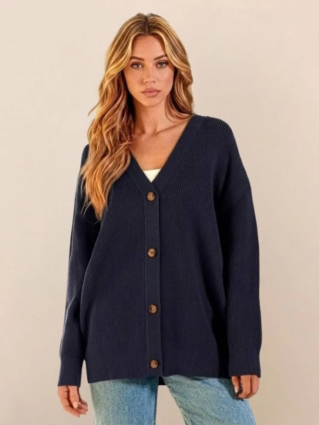 Relaxed Fit Oversized Button Down Knitwear Cardigan - Image 19