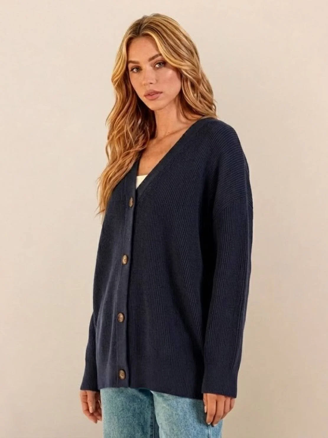 Relaxed Fit Oversized Button Down Knitwear Cardigan - Image 20