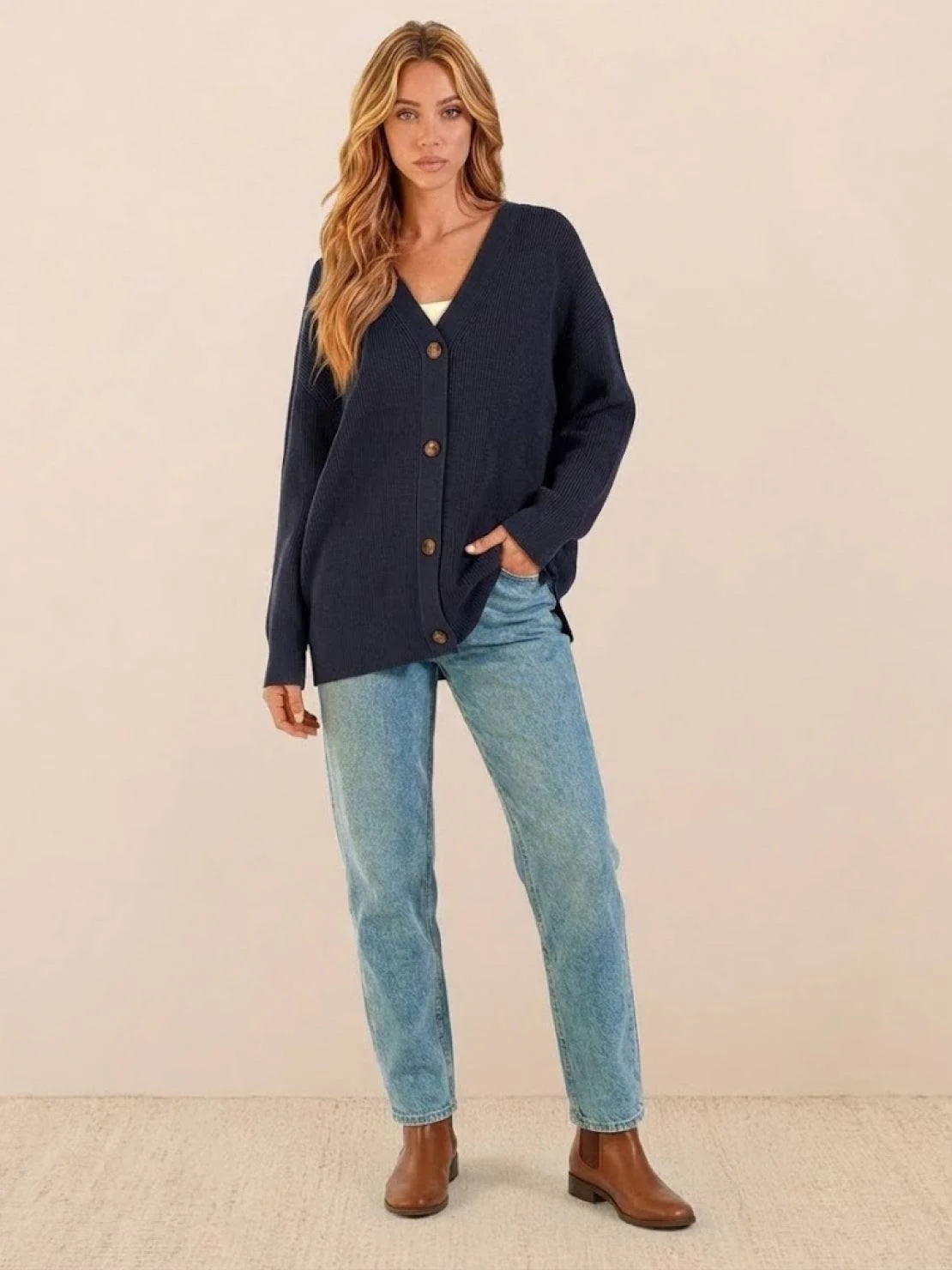 Relaxed Fit Oversized Button Down Knitwear Cardigan - Image 22