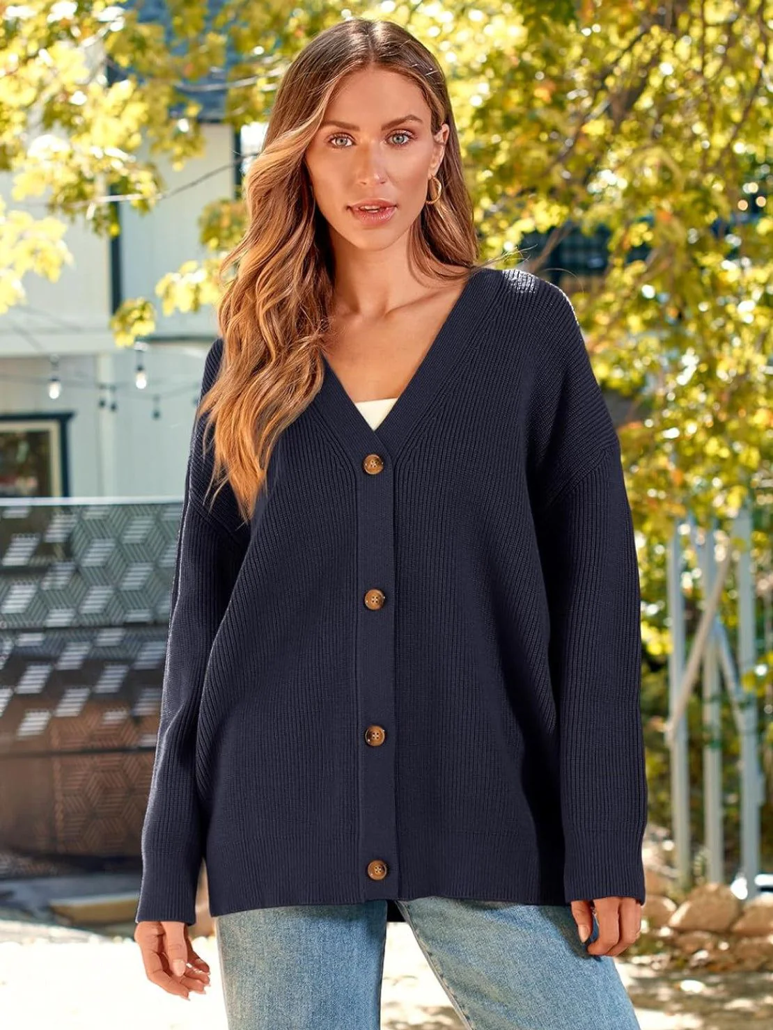 Relaxed Fit Oversized Button Down Knitwear Cardigan - Image 24