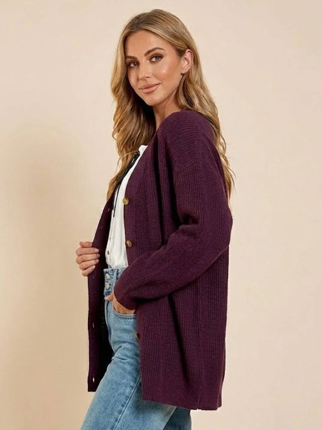 Relaxed Fit Oversized Button Down Knitwear Cardigan - Image 26
