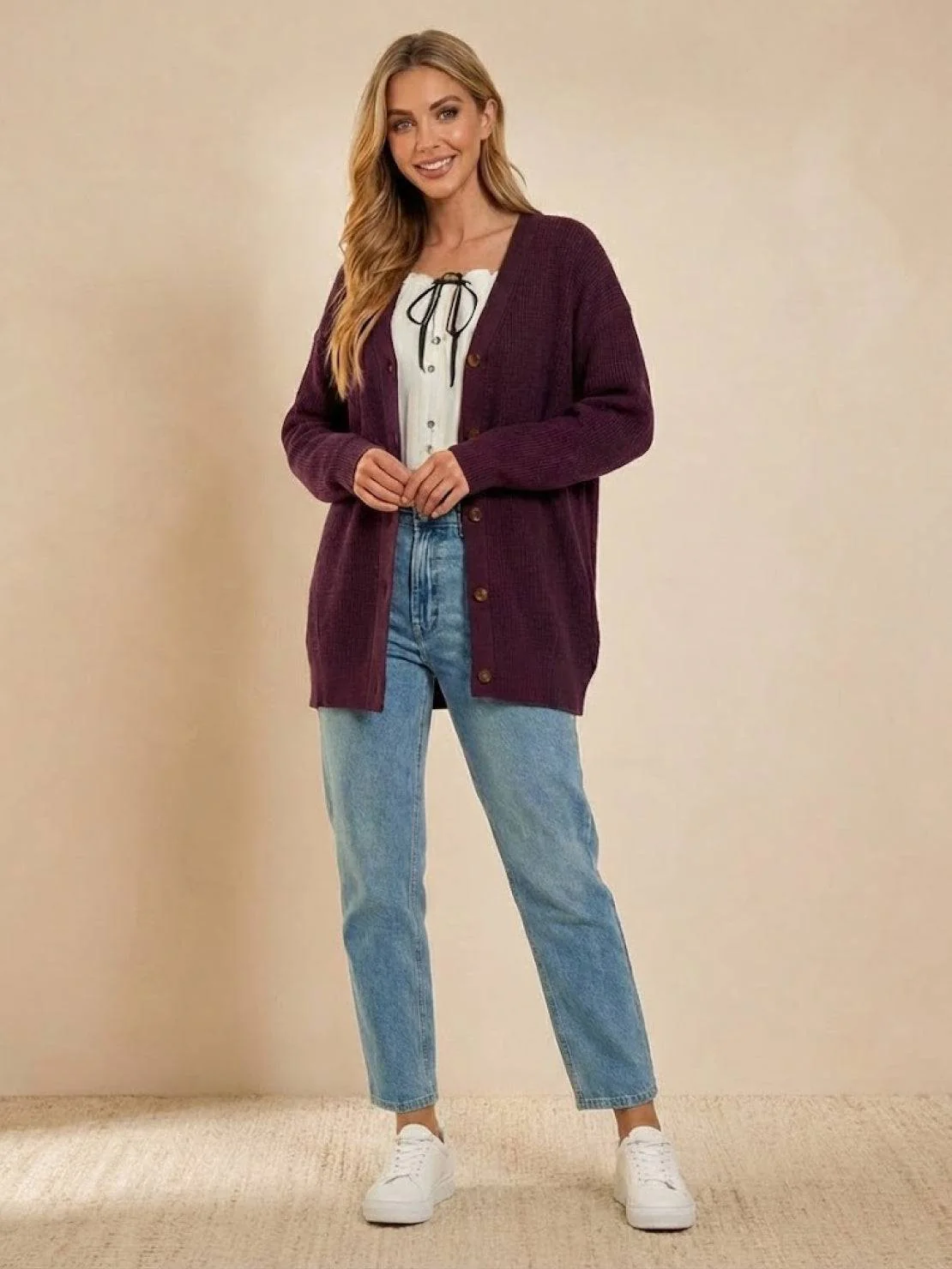 Relaxed Fit Oversized Button Down Knitwear Cardigan - Image 28