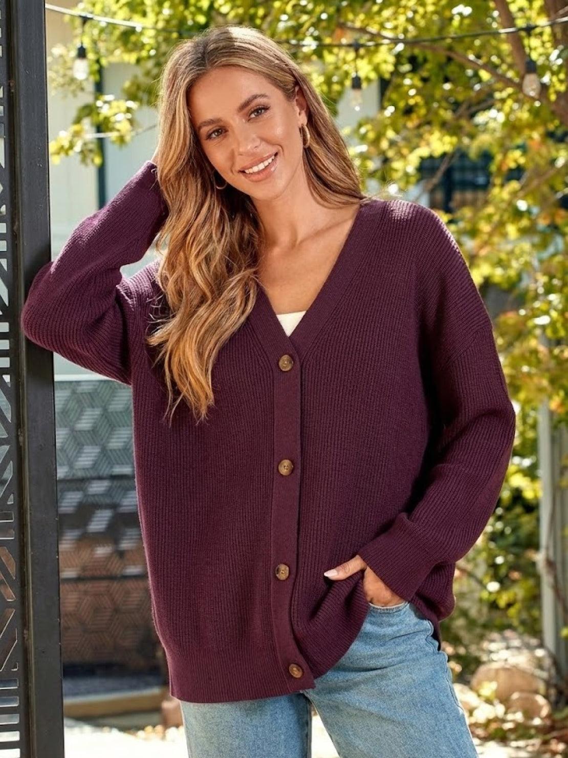Relaxed Fit Oversized Button Down Knitwear Cardigan - Image 30