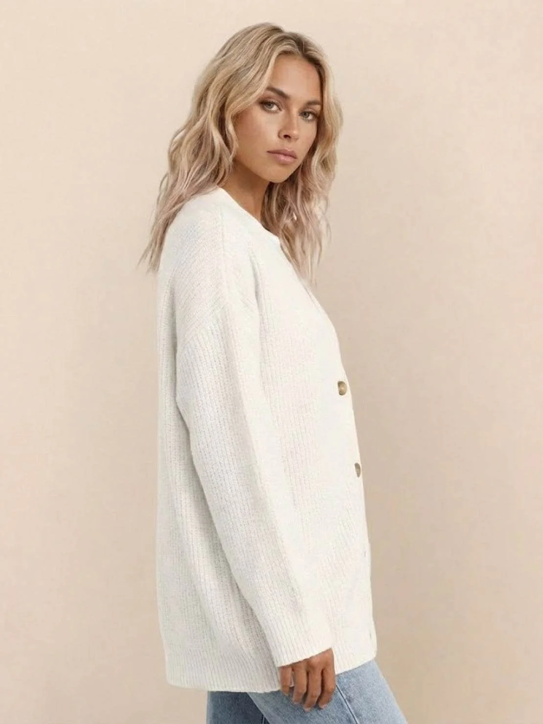 Relaxed Fit Oversized Button Down Knitwear Cardigan - Image 32