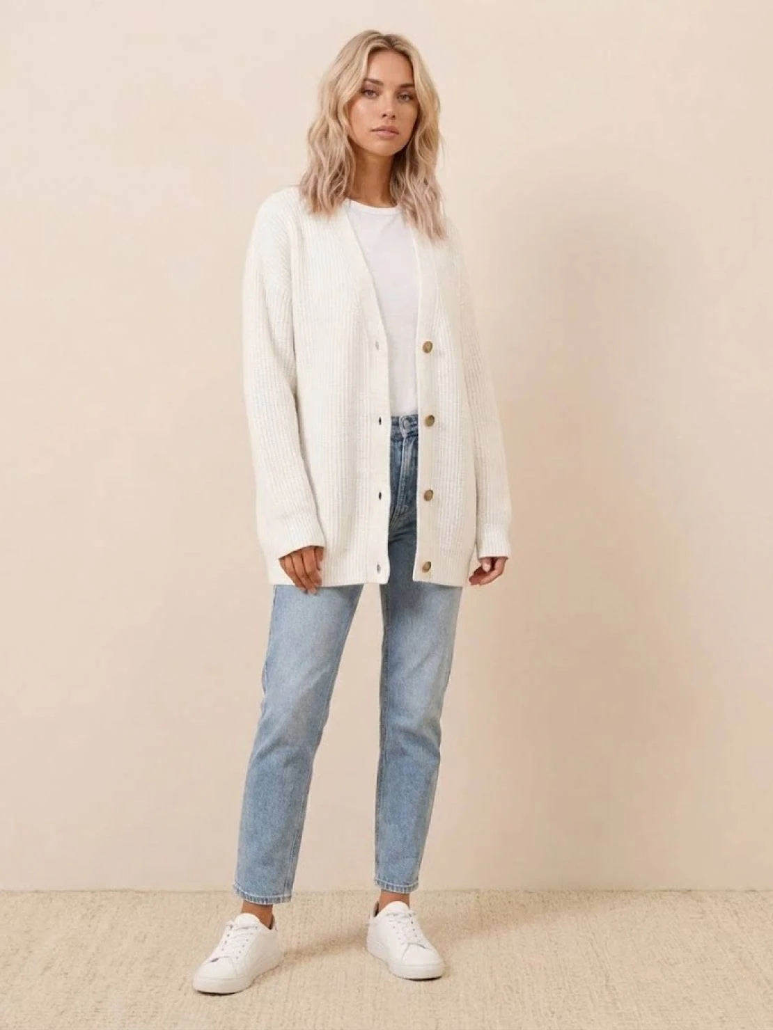 Relaxed Fit Oversized Button Down Knitwear Cardigan - Image 34