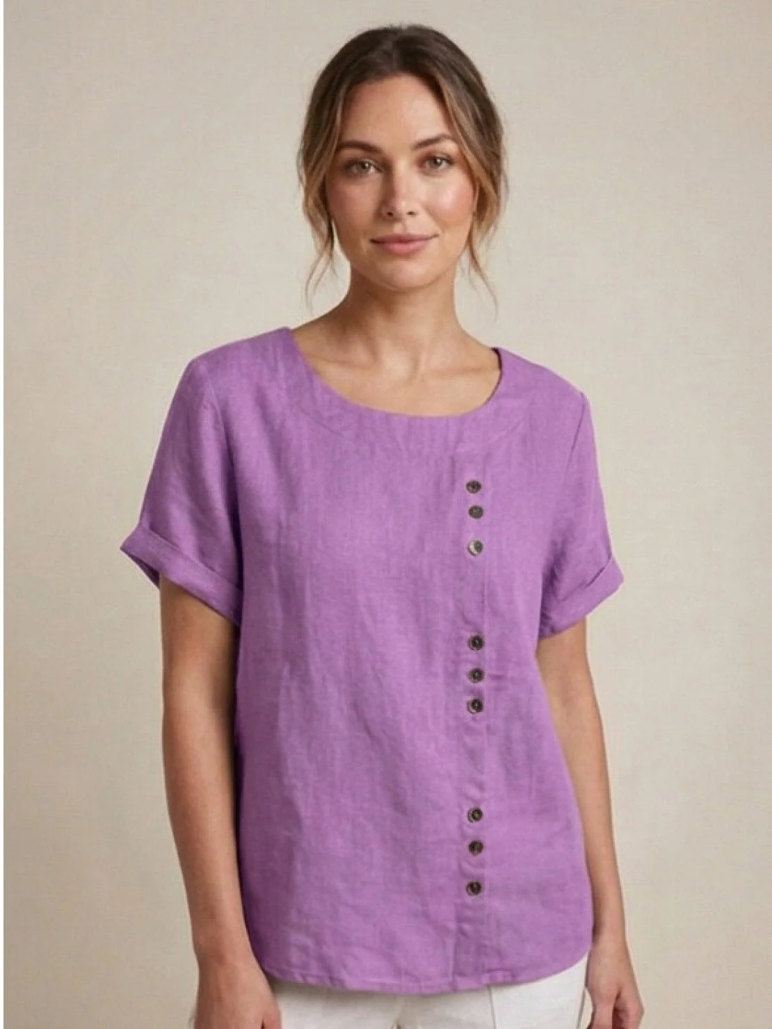 Relaxed Fit Pure Cotton Button-Up T-Shirt - Image 21