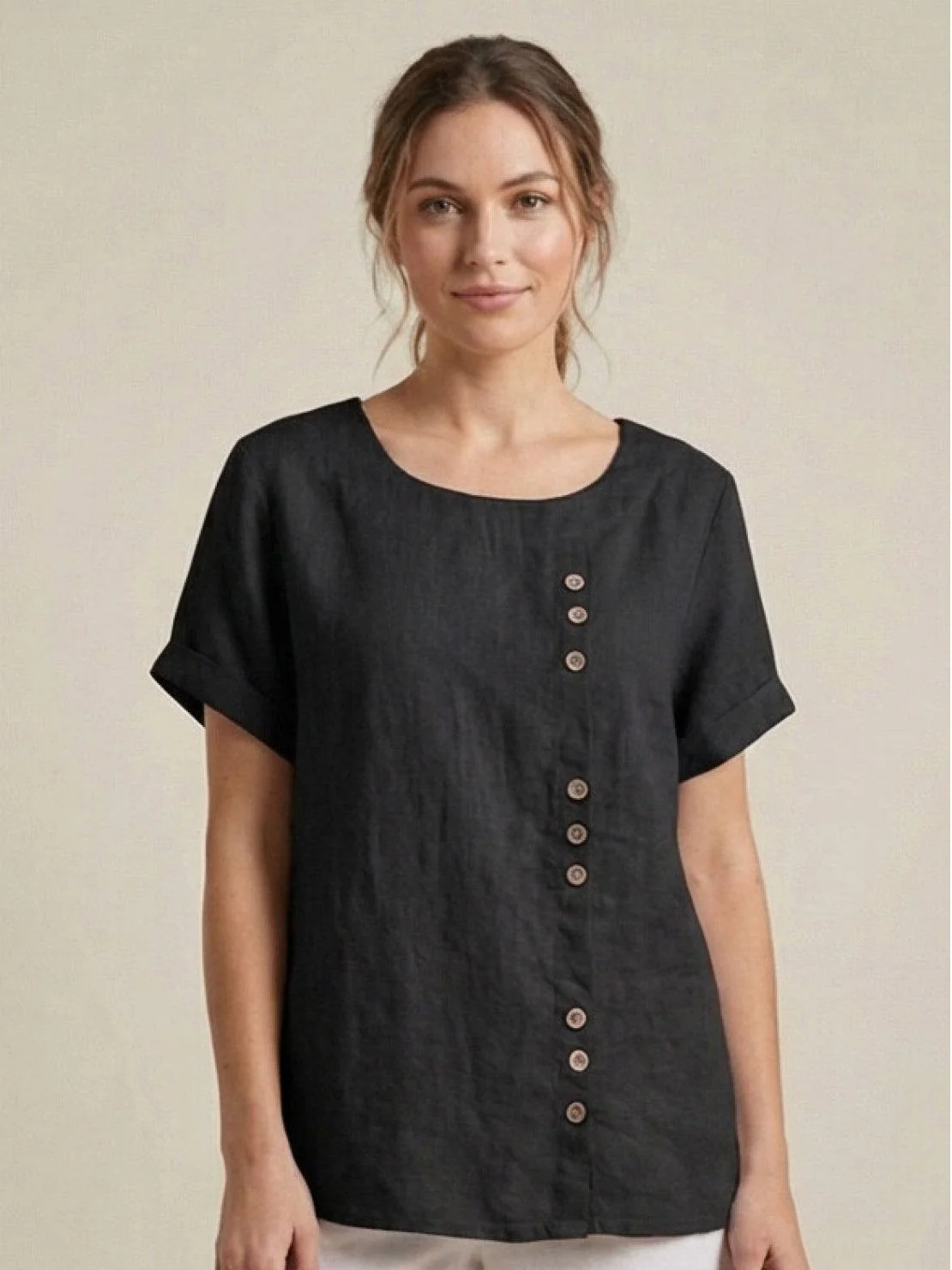 Relaxed Fit Pure Cotton Button-Up T-Shirt - Image 61