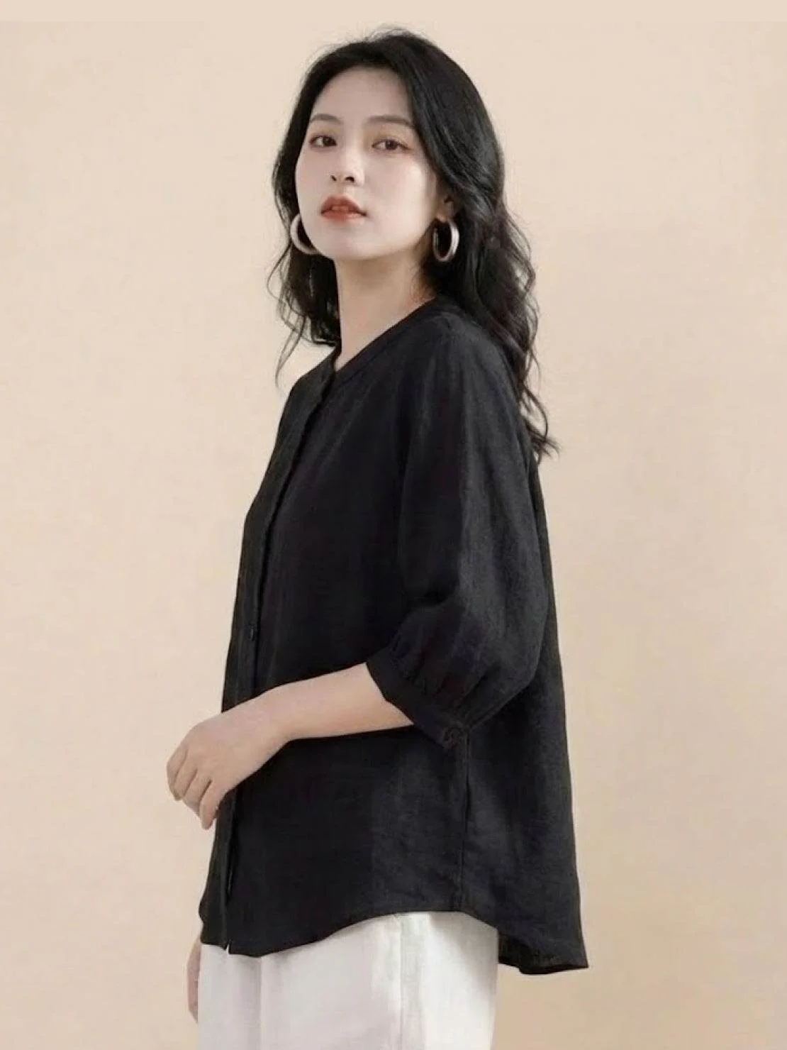 Relaxed Loose Breathable Linen Blouse - Image 12