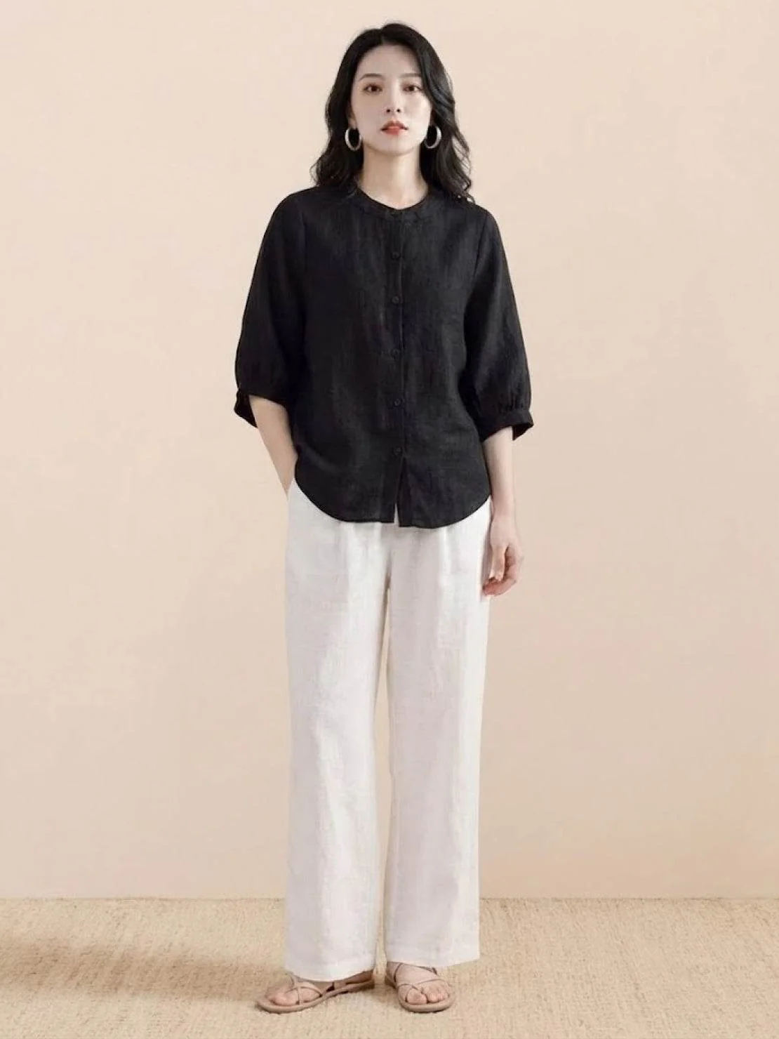 Relaxed Loose Breathable Linen Blouse - Image 13