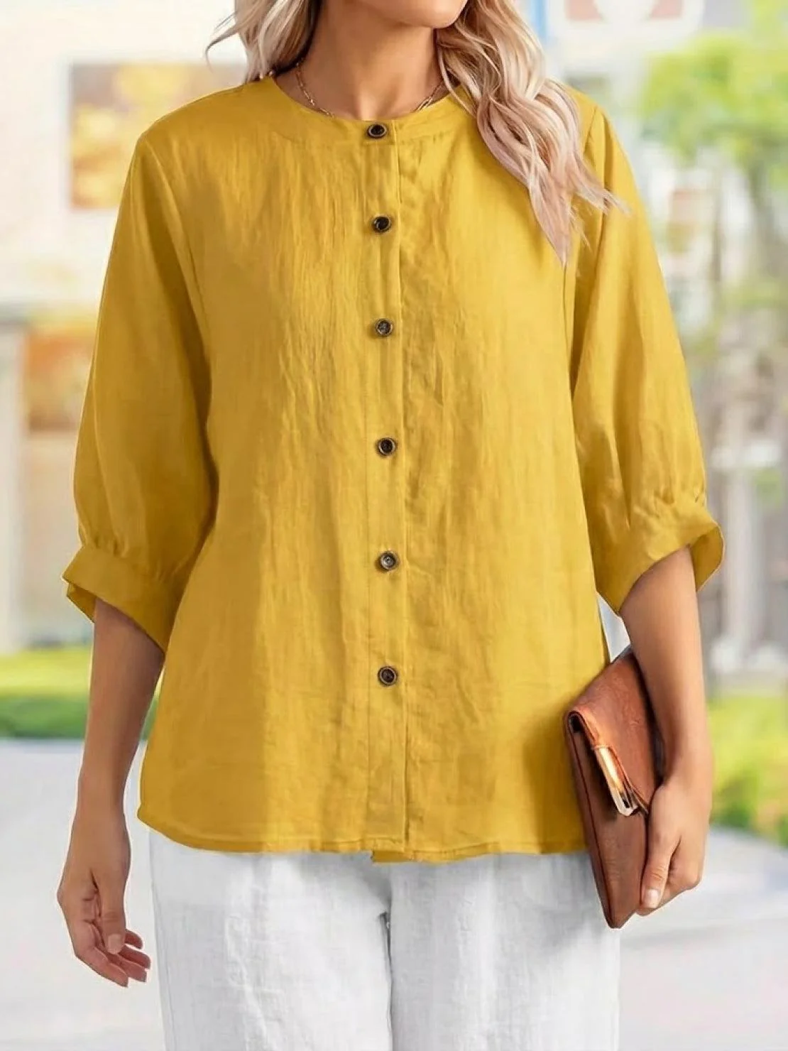 Relaxed Loose Breathable Linen Blouse - Image 19