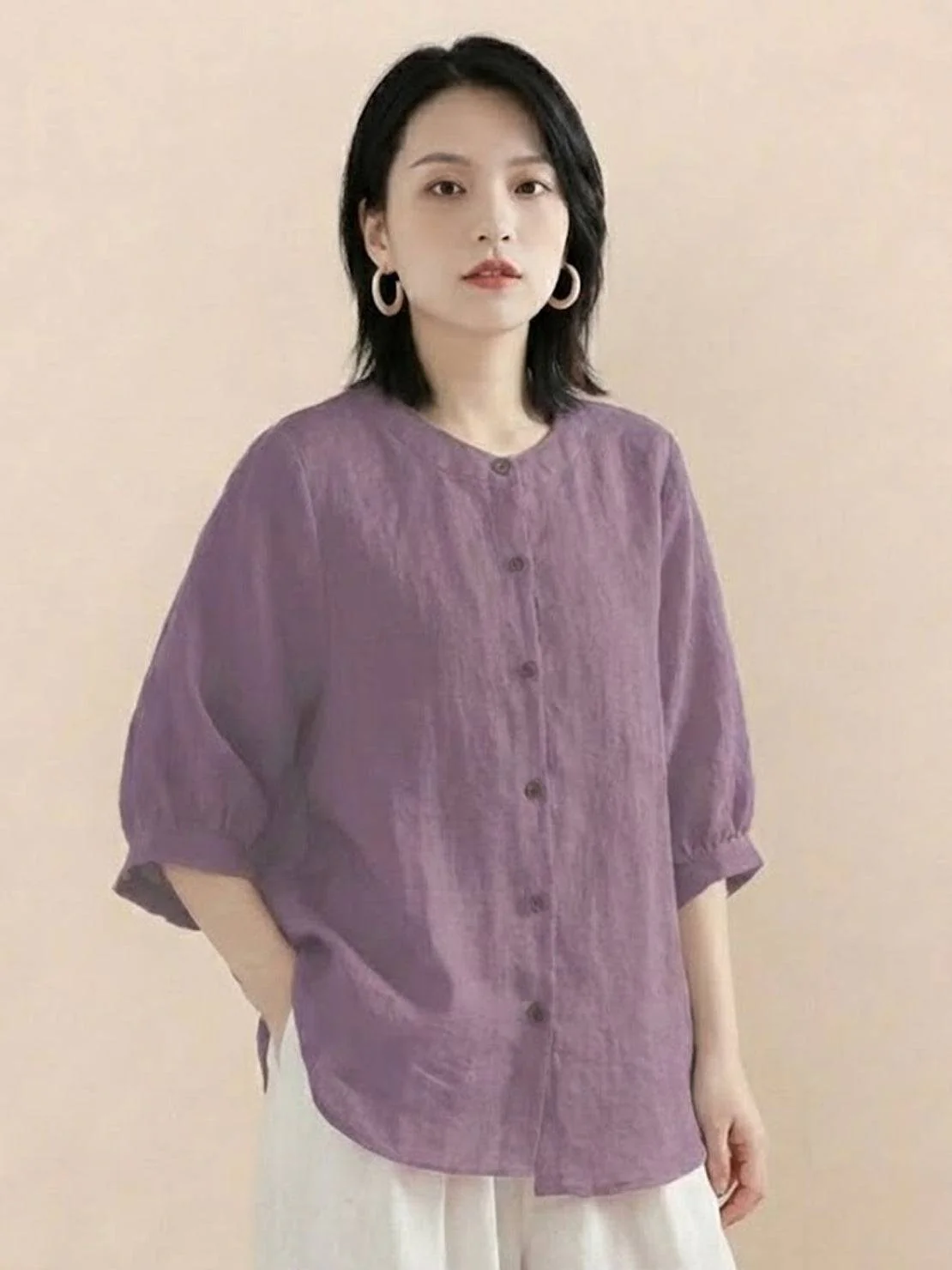 Relaxed Loose Breathable Linen Blouse - Image 21
