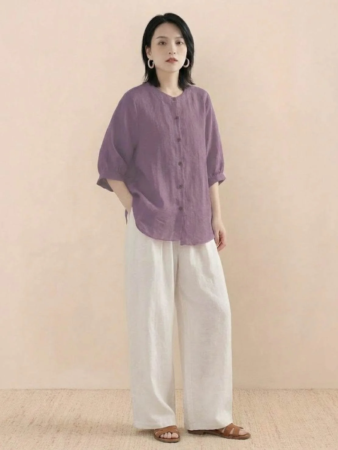Relaxed Loose Breathable Linen Blouse - Image 23