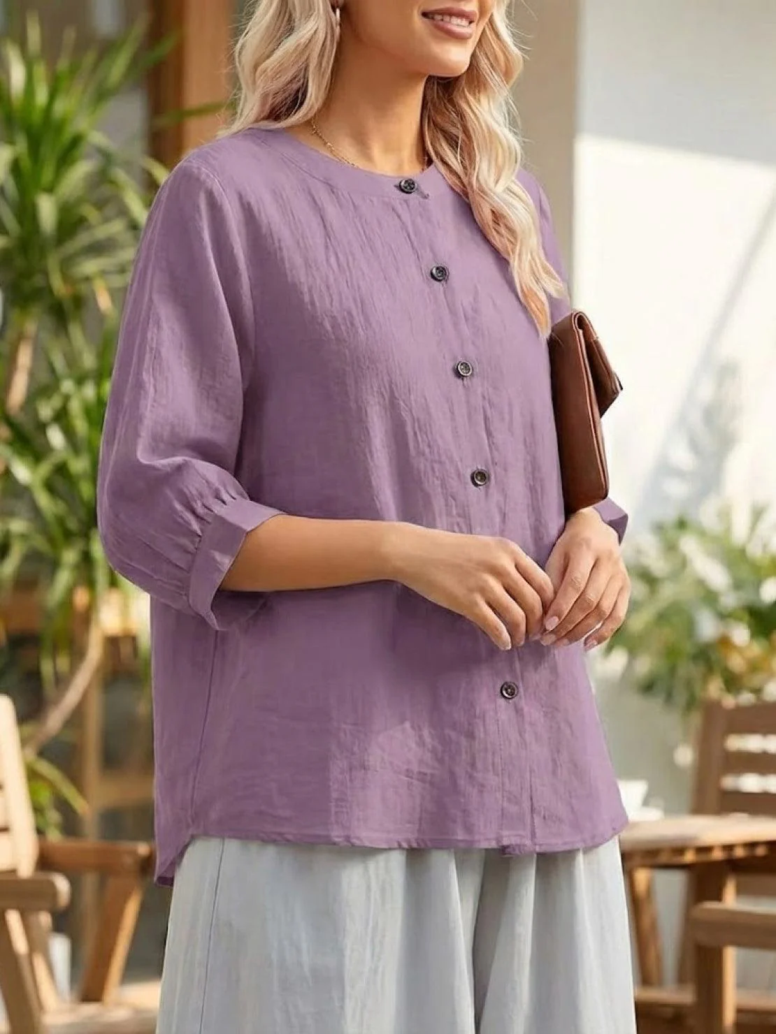 Relaxed Loose Breathable Linen Blouse - Image 24