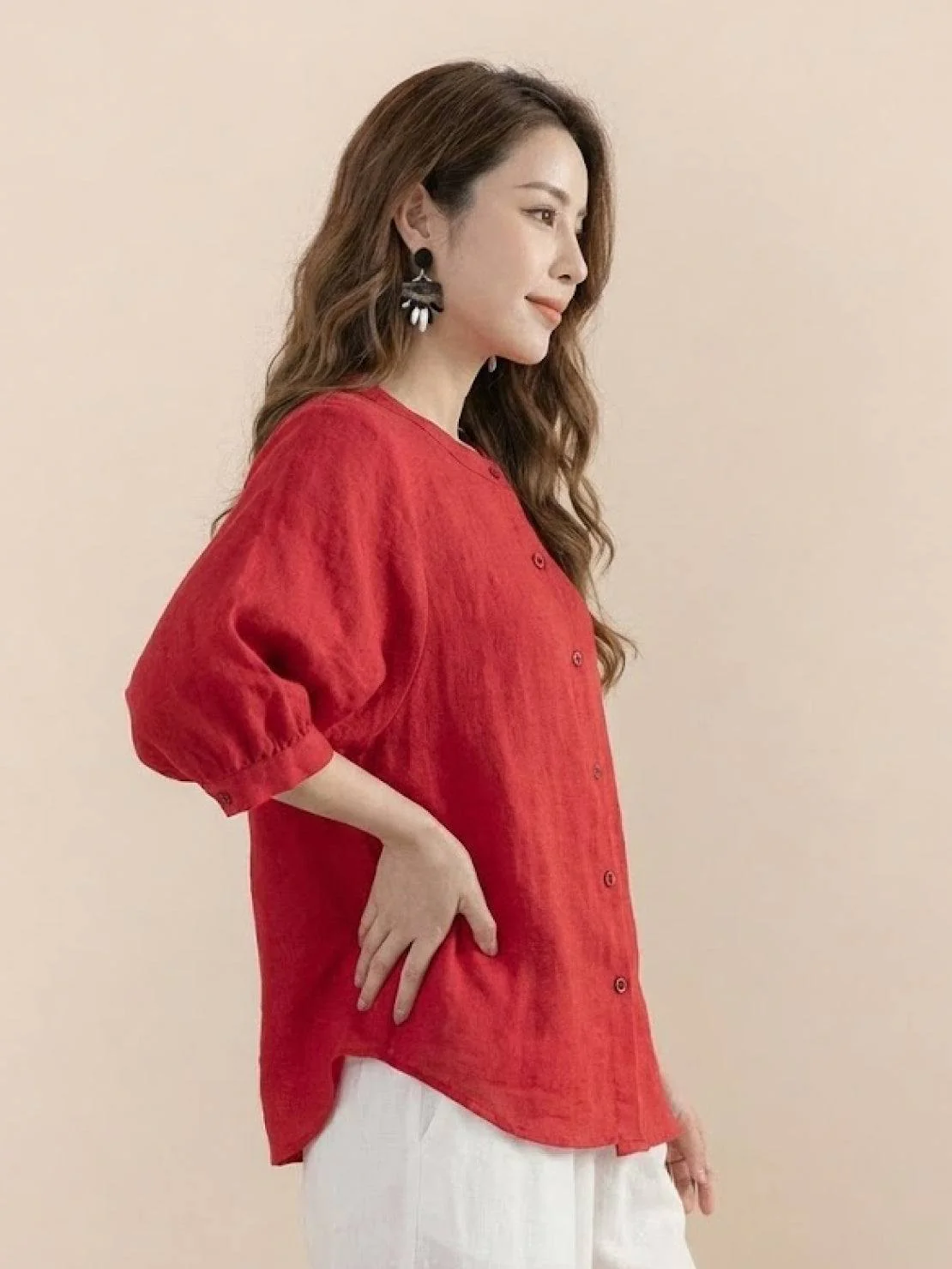 Relaxed Loose Breathable Linen Blouse - Image 27