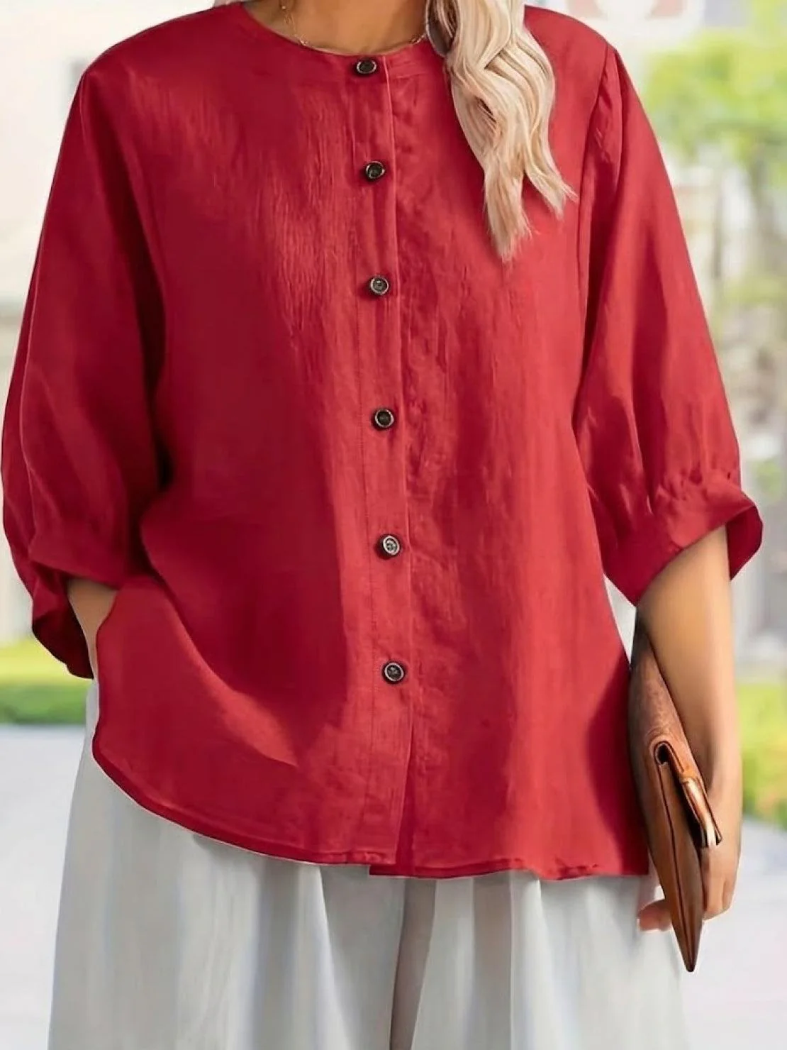 Relaxed Loose Breathable Linen Blouse - Image 29