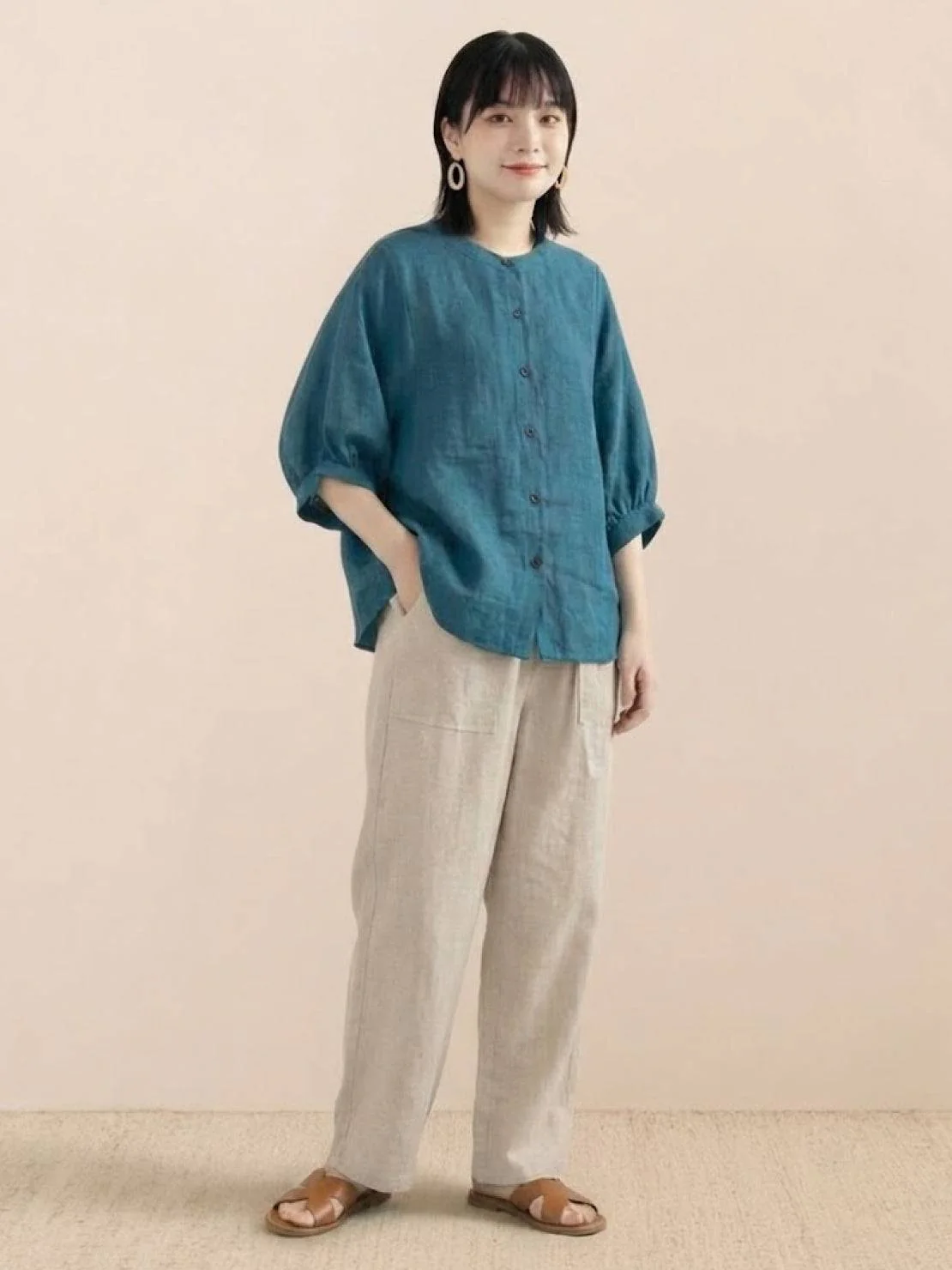 Relaxed Loose Breathable Linen Blouse - Image 3