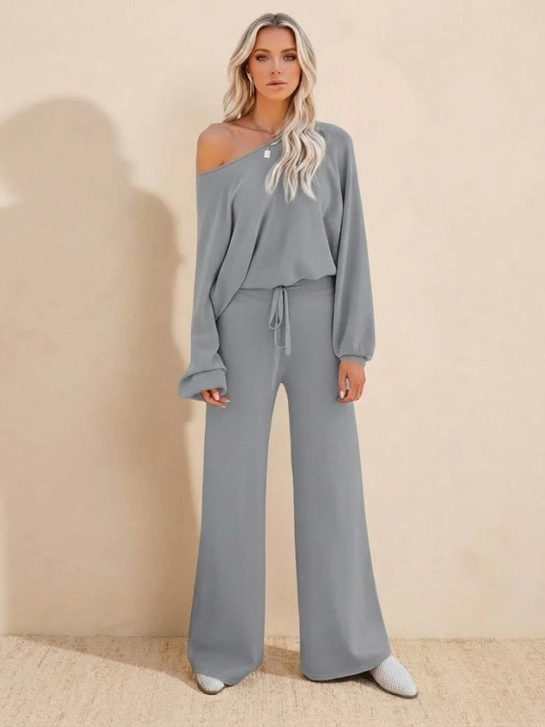 Round Neck Loose Fit Cozy Two-Piece Set - Image 16