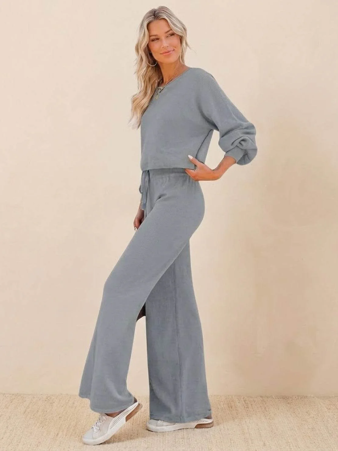 Round Neck Loose Fit Cozy Two-Piece Set - Image 17