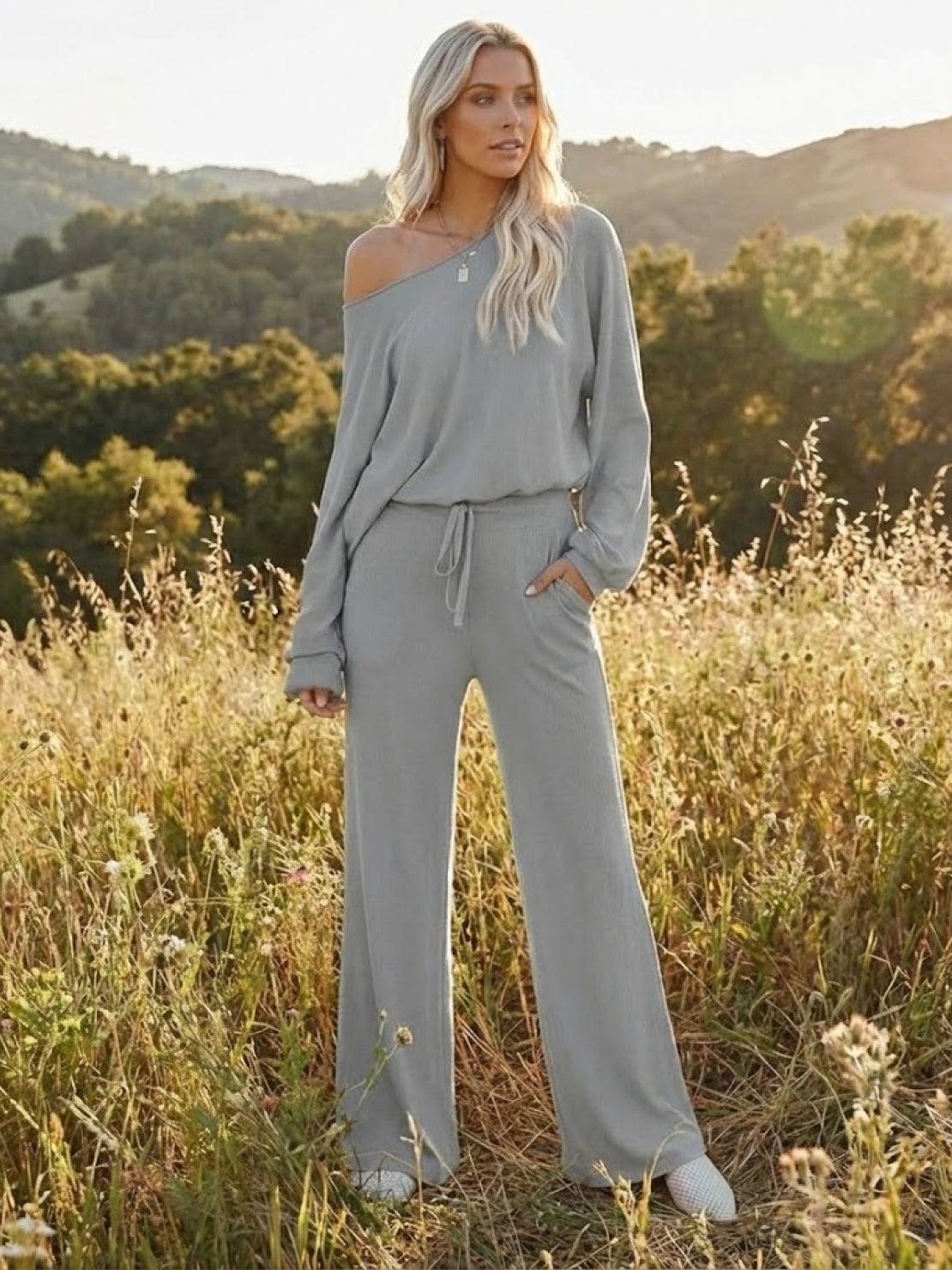 Round Neck Loose Fit Cozy Two-Piece Set - Image 19