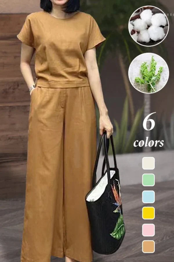 Short-Sleeved Bell Pants Two-Piece Set - Image 3