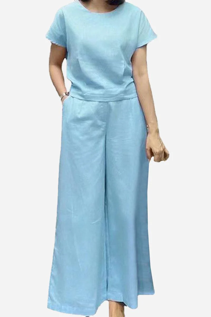 Short-Sleeved Bell Pants Two-Piece Set - Image 7