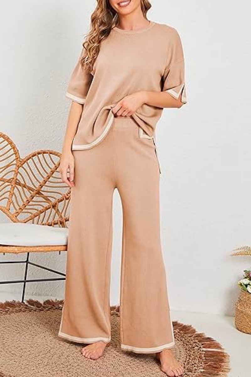 Short Sleeved Relaxed Fit Lounge Two-Piece Set - Image 10