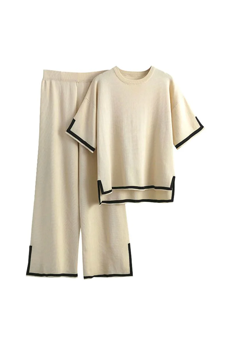Short Sleeved Relaxed Fit Lounge Two-Piece Set - Image 11