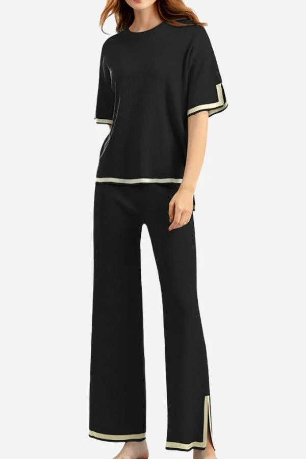 Short Sleeved Relaxed Fit Lounge Two-Piece Set - Image 13