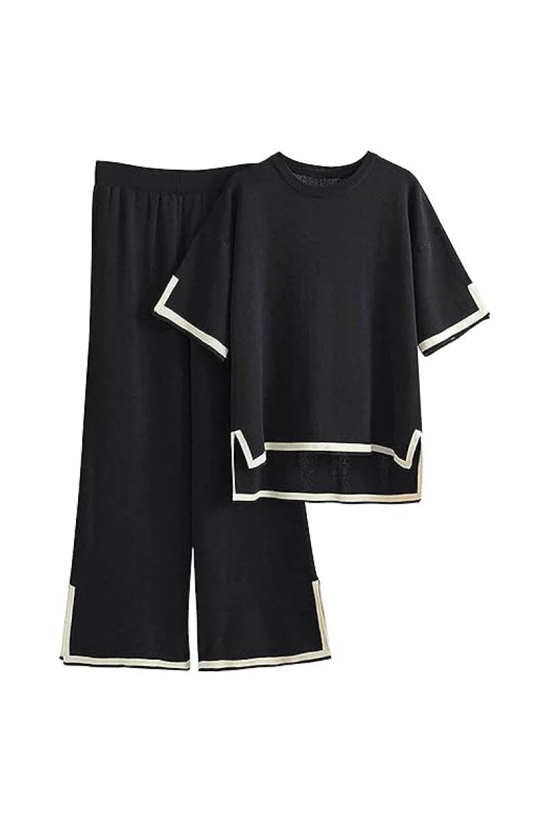 Short Sleeved Relaxed Fit Lounge Two-Piece Set - Image 14