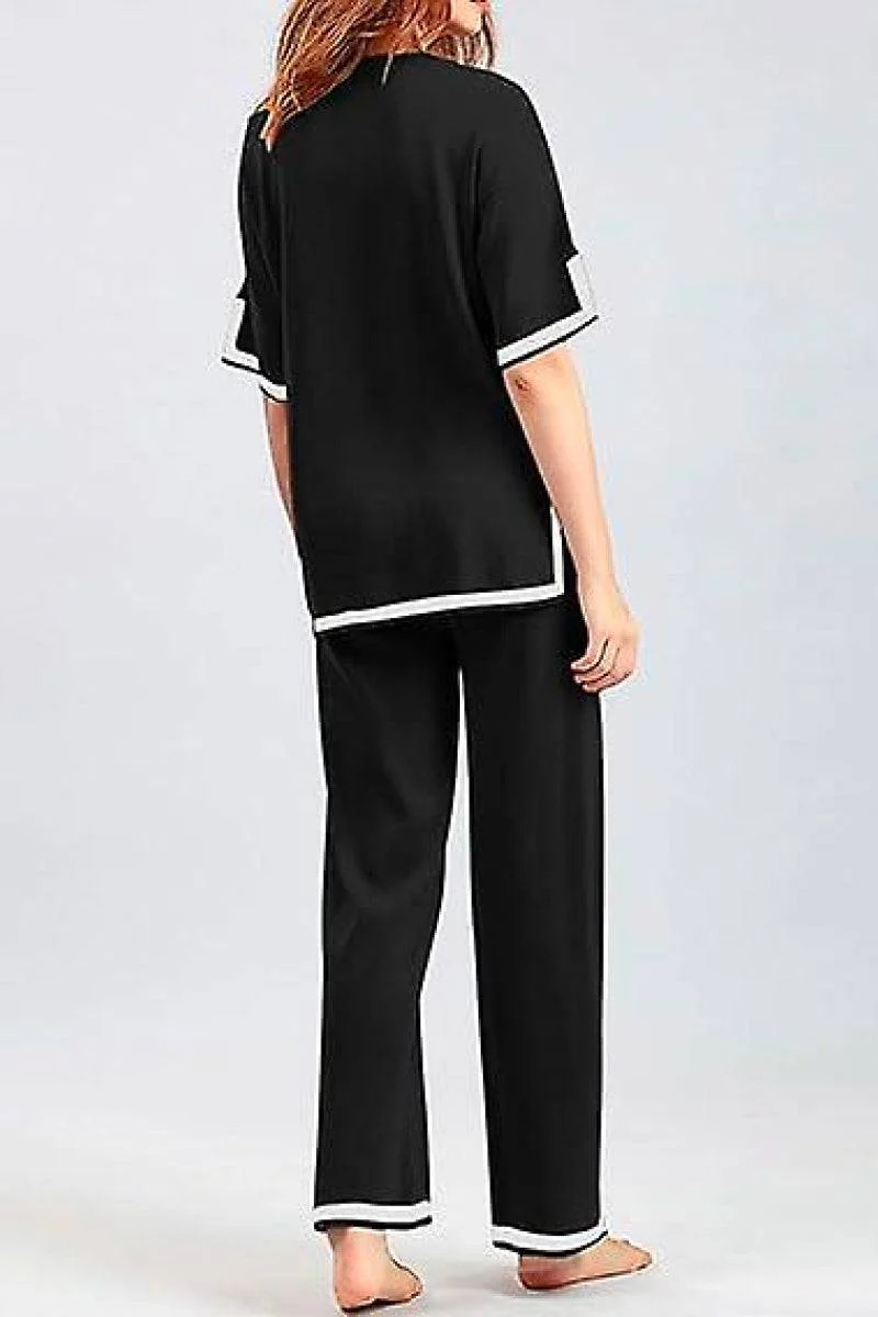 Short Sleeved Relaxed Fit Lounge Two-Piece Set - Image 15