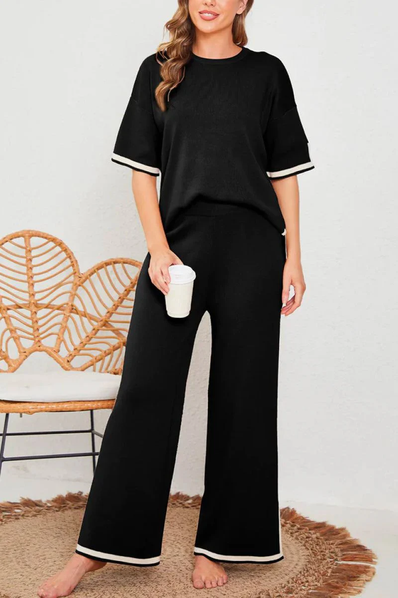 Short Sleeved Relaxed Fit Lounge Two-Piece Set - Image 17