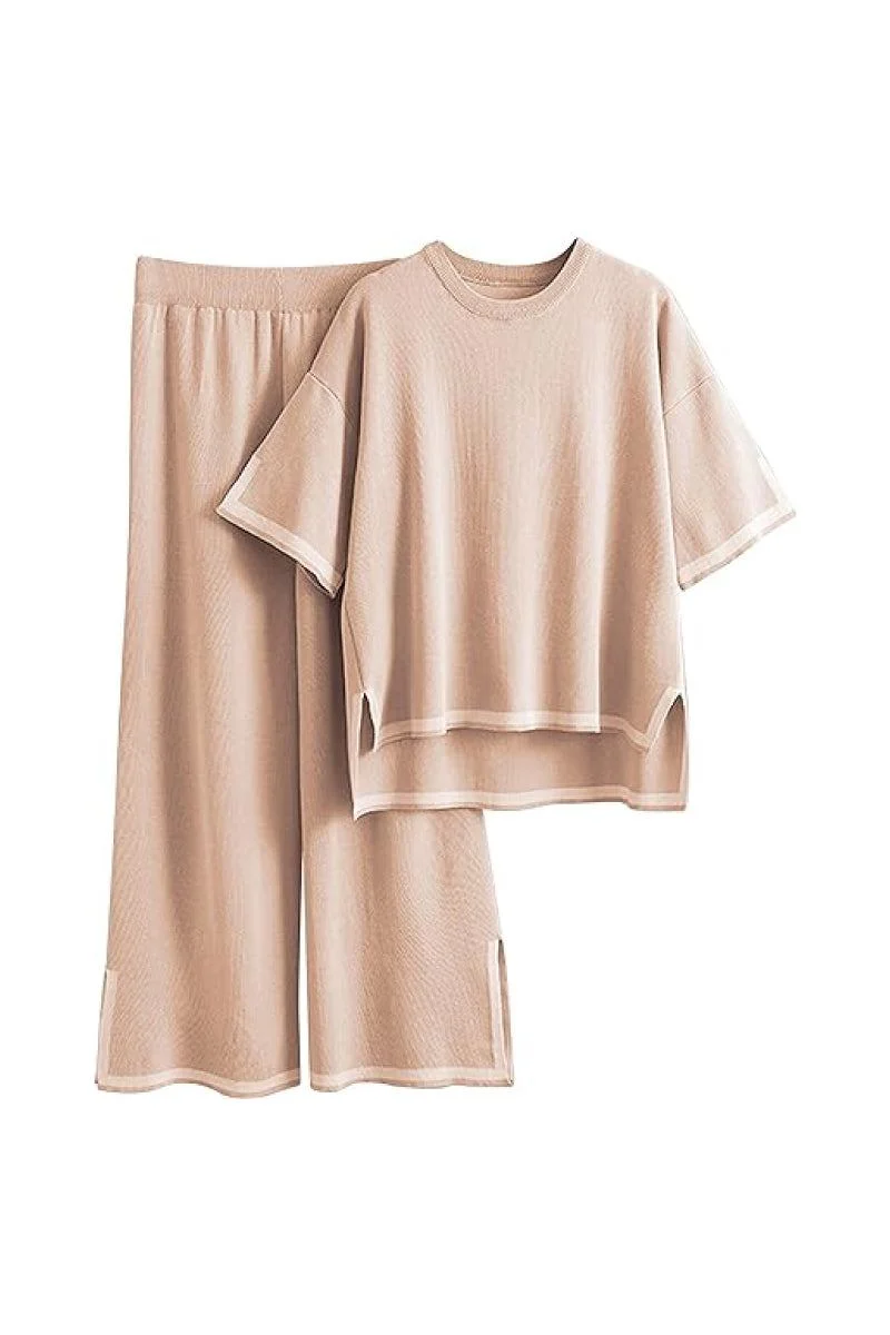 Short Sleeved Relaxed Fit Lounge Two-Piece Set - Image 9