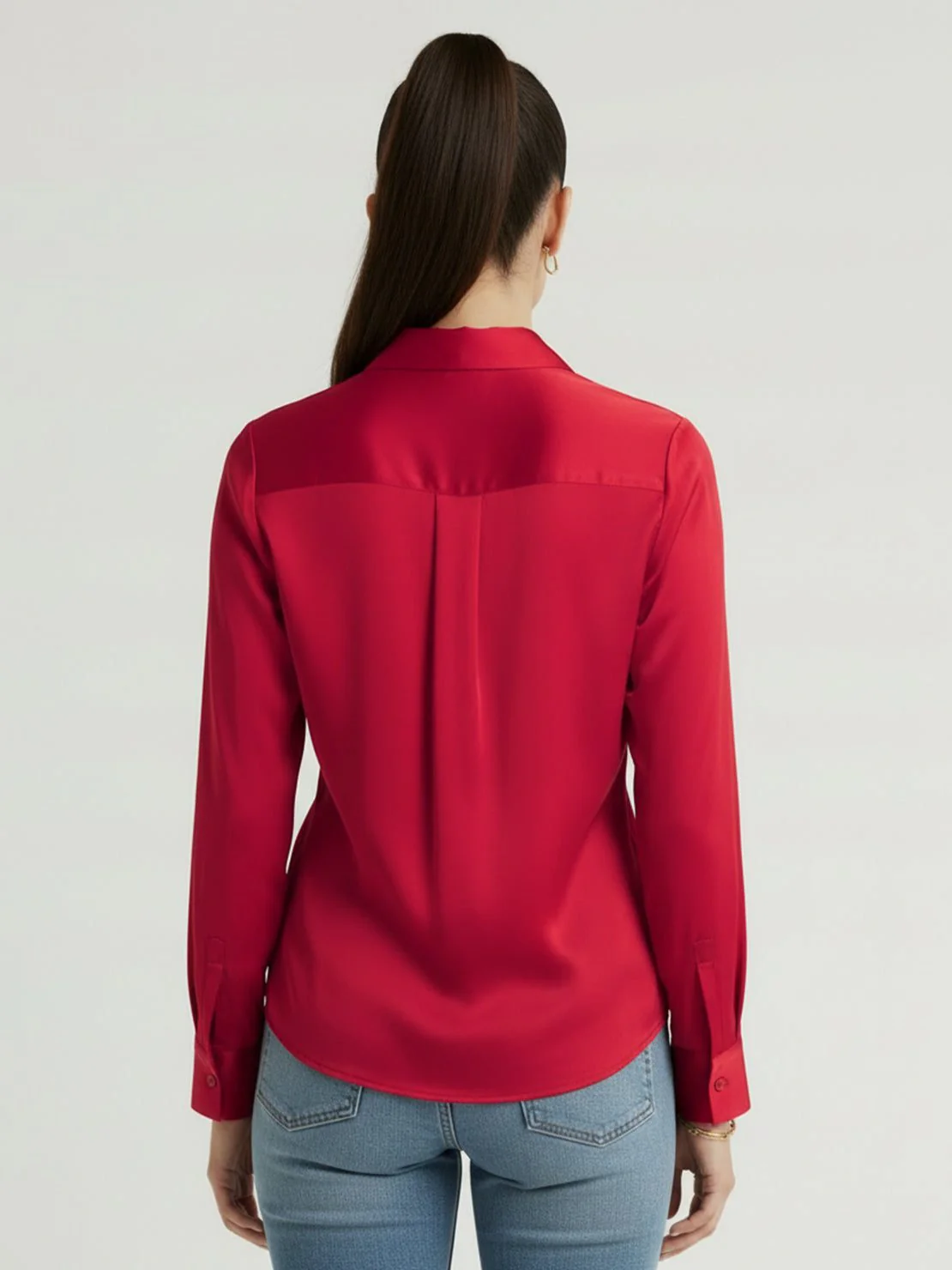 Silk-Finish Button Front Shirt - Image 45