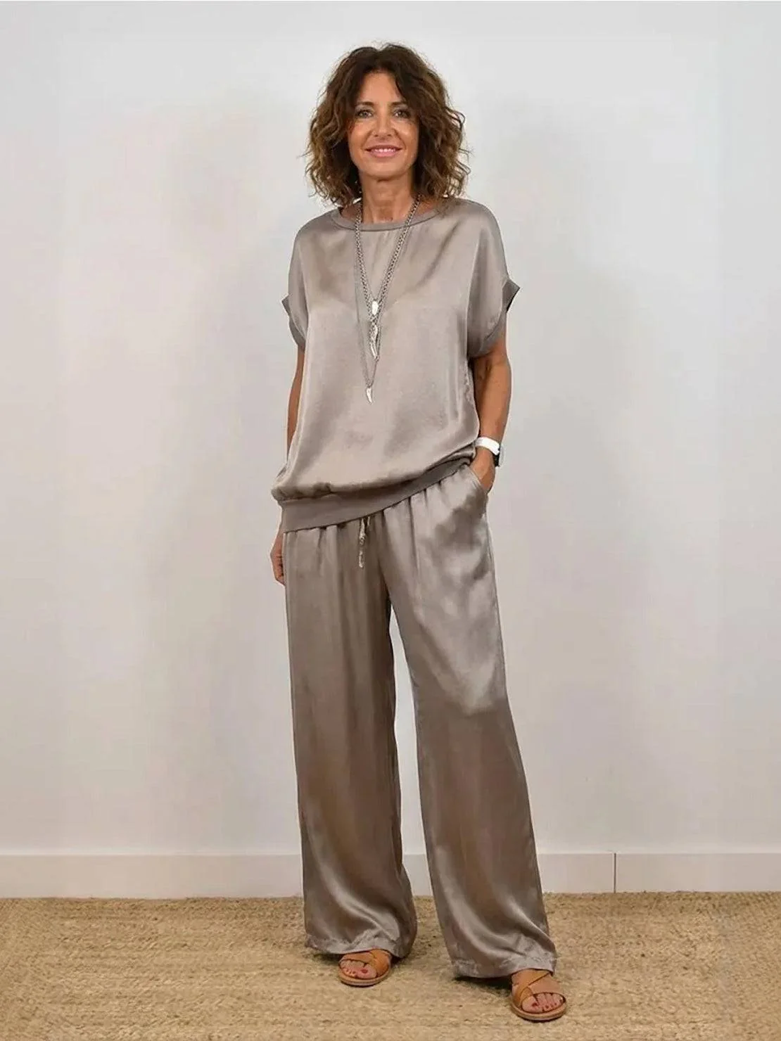 "Silken Escape" Satin Two-Piece Set - Image 19