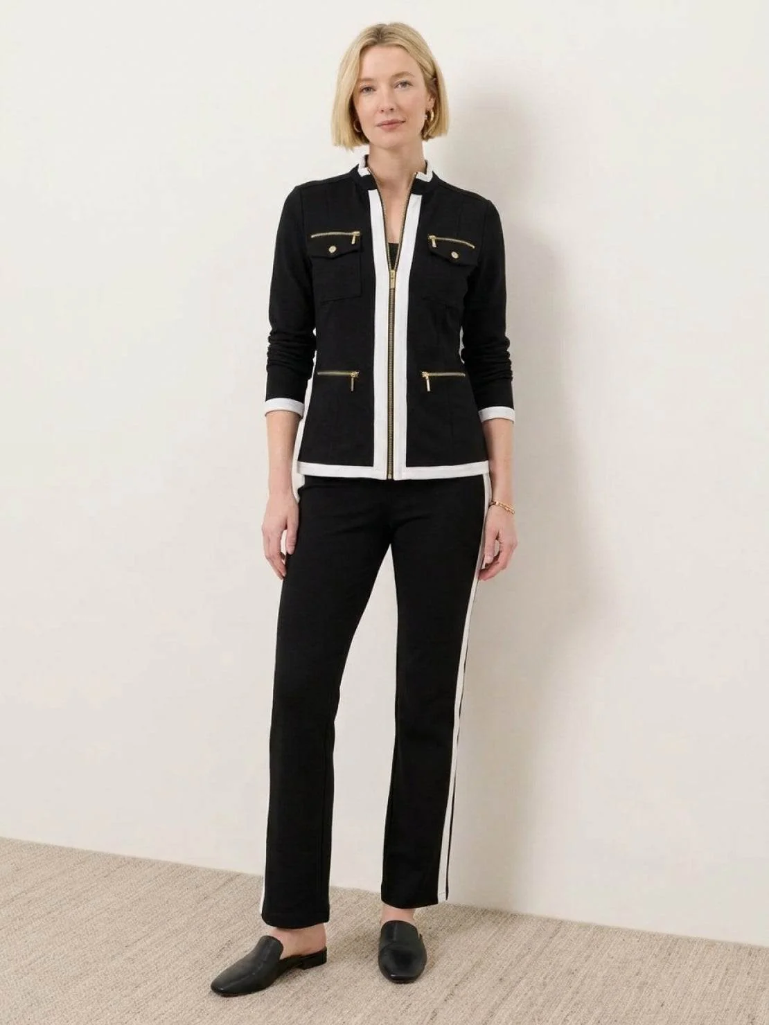 Sleek Contrast Zip Two-Piece - Image 7