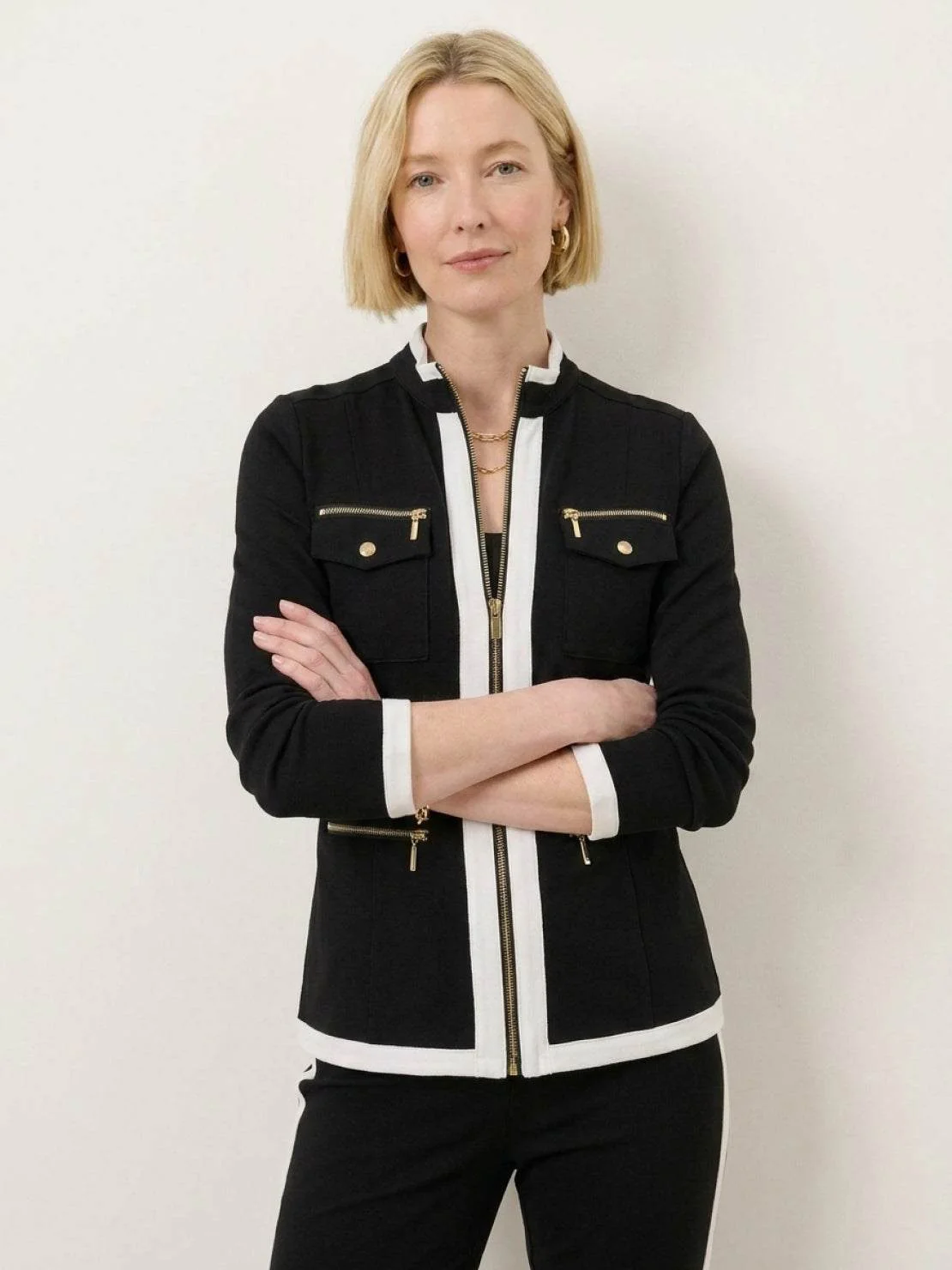 Sleek Contrast Zip Two-Piece - Image 9