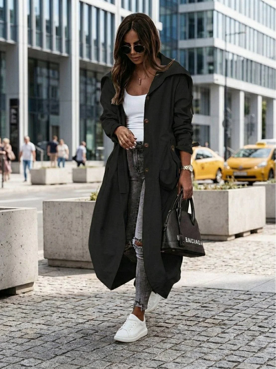 Sleek Minimalist Hooded Coat - Image 10