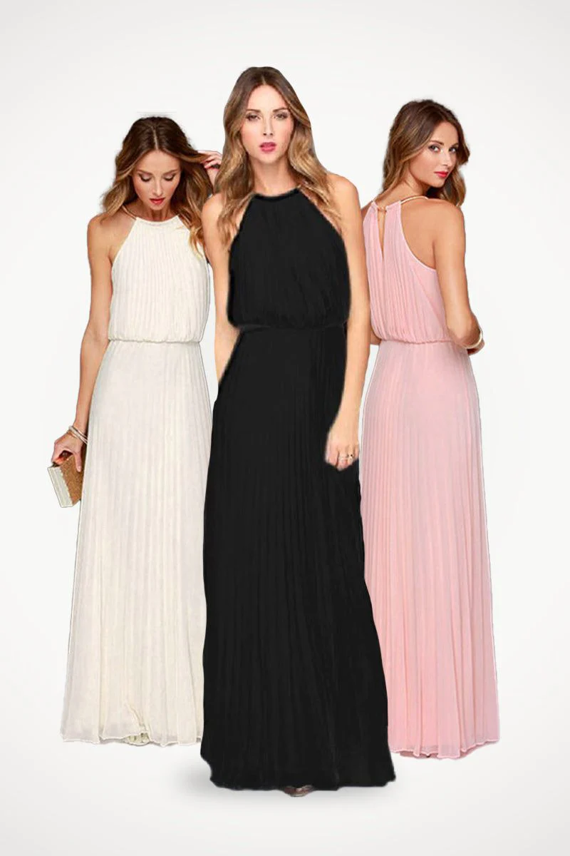 Sleeveless Belted Maxi Pleated Dress - Image 3