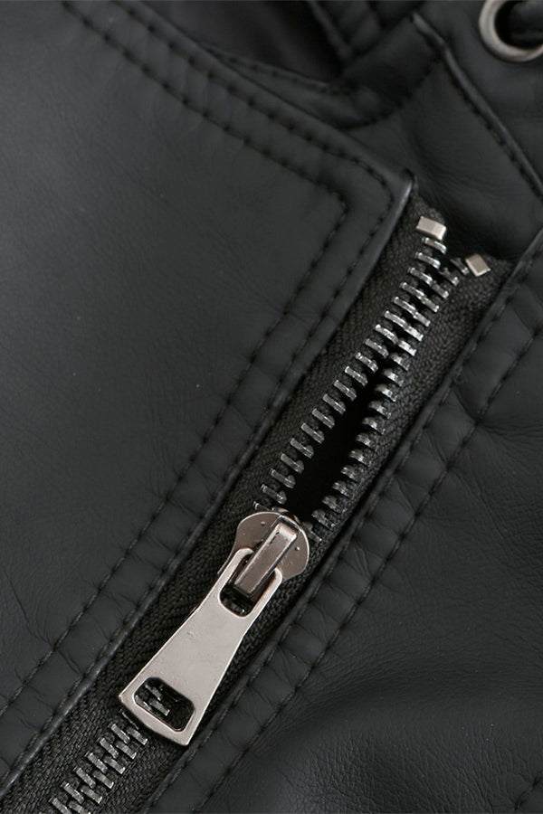 Slim Fit Leather Motorcycle Jacket - Image 12