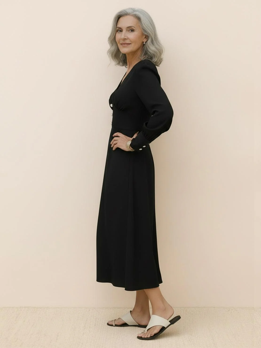 Slimming V-Neck Midi Dress - Image 20
