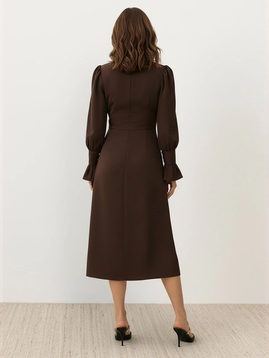 Slimming V-Neck Midi Dress - Image 3