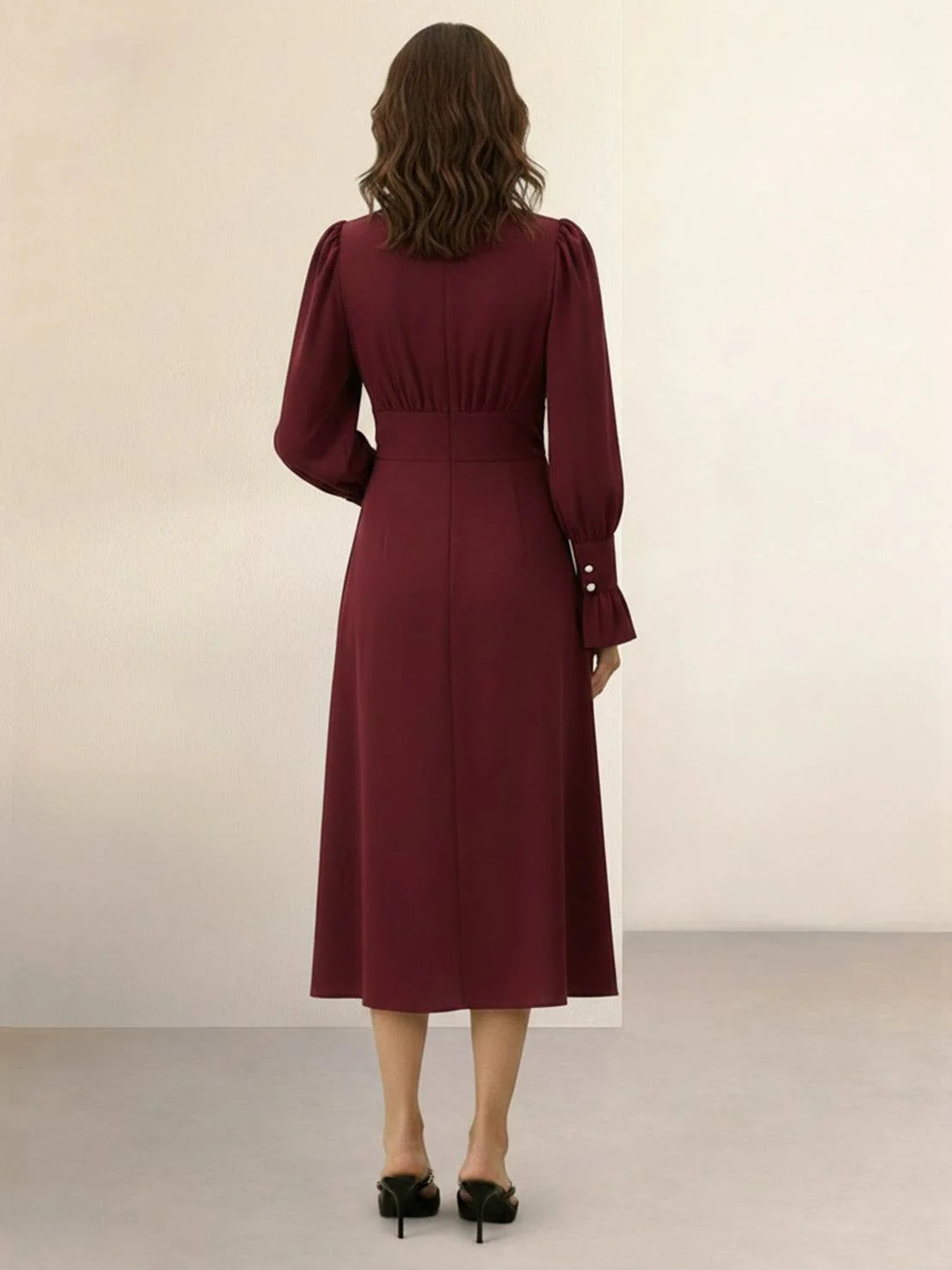 Slimming V-Neck Midi Dress - Image 9